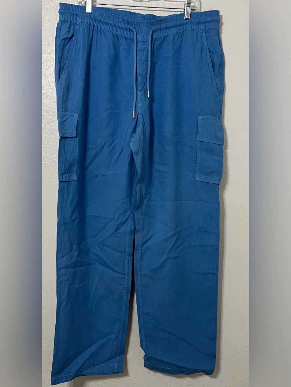 Vilebrequin 100% Linen Cargo Pants XXL Blue Drawstring Resort Coastal Luxury